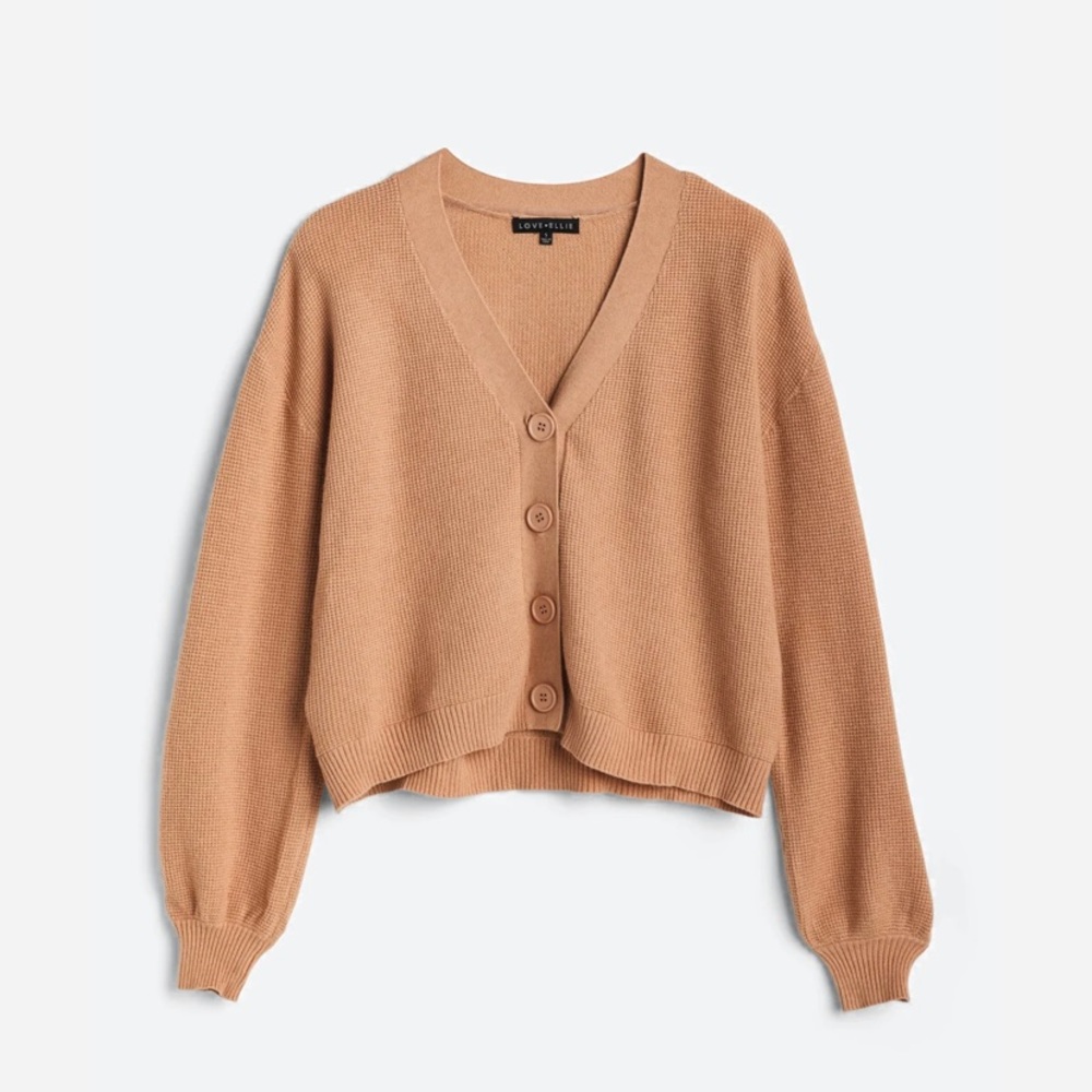 Cropped Cardigan NWT size large color Camel